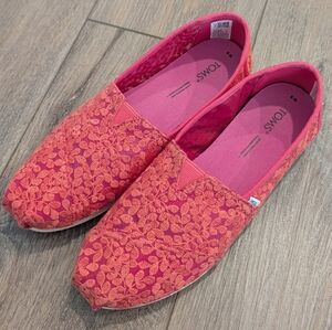 TOMS Alpargata Botanical Lace 8 Pink breathable Lightweight comfort slip on